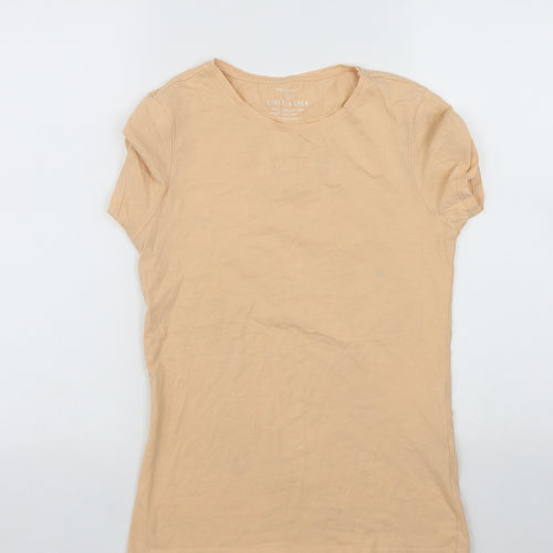 Primark Womens Orange  Cotton Basic Polo Size S Round Neck