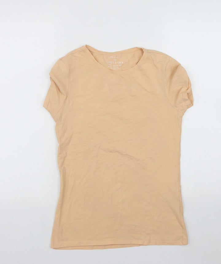 Primark Womens Orange  Cotton Basic Polo Size S Round Neck