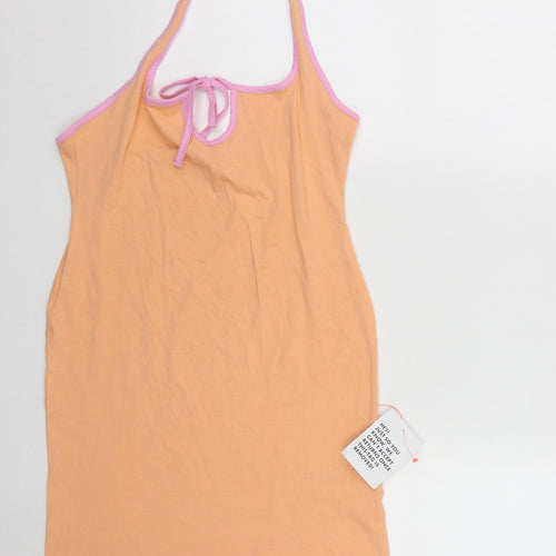 ASOS Womens Orange  Cotton Bodycon  Size 10  Round Neck Tie
