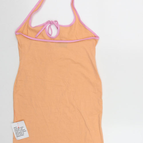 ASOS Womens Orange  Cotton Bodycon  Size 10  Round Neck Tie