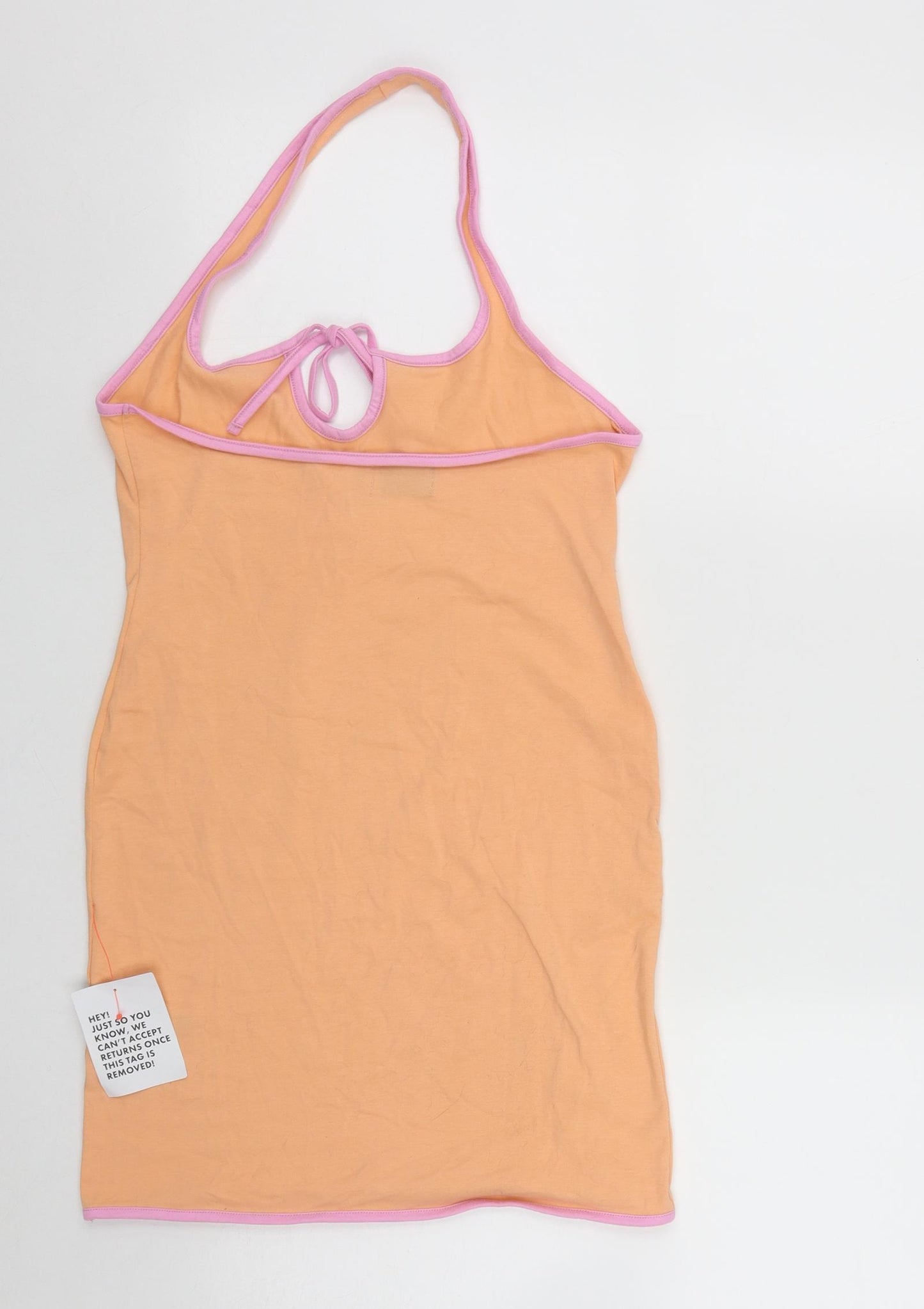 ASOS Womens Orange  Cotton Bodycon  Size 10  Round Neck Tie