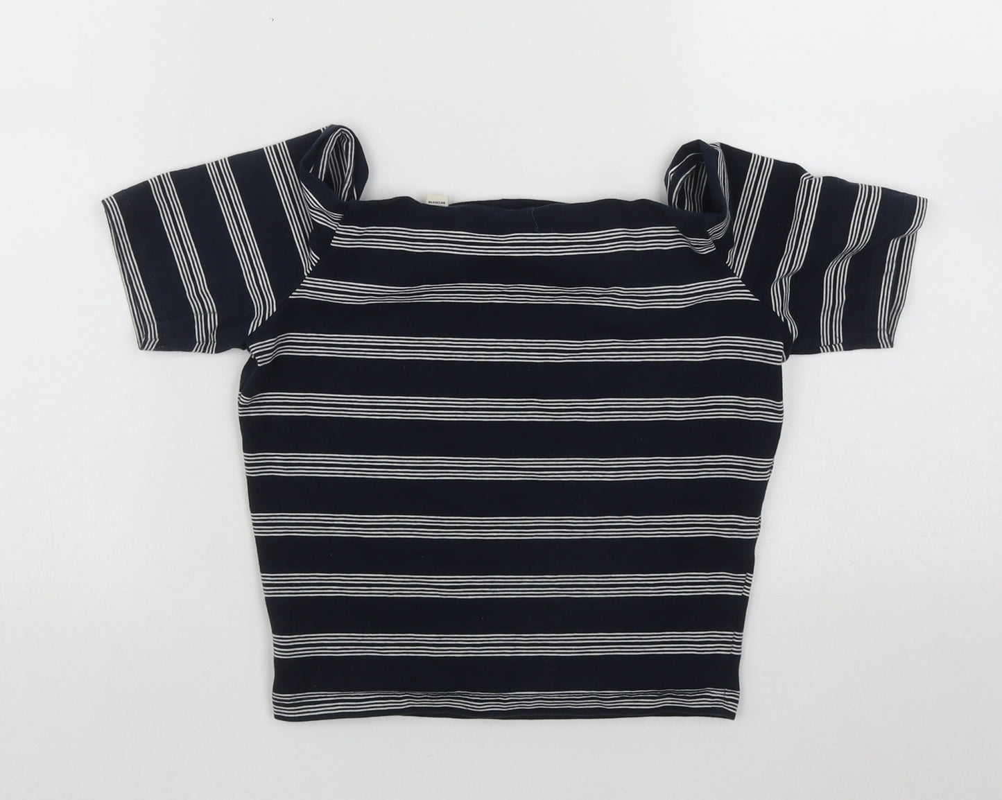 Jack Wills Womens Blue Striped Cotton Basic Blouse Size 10 Scoop Neck