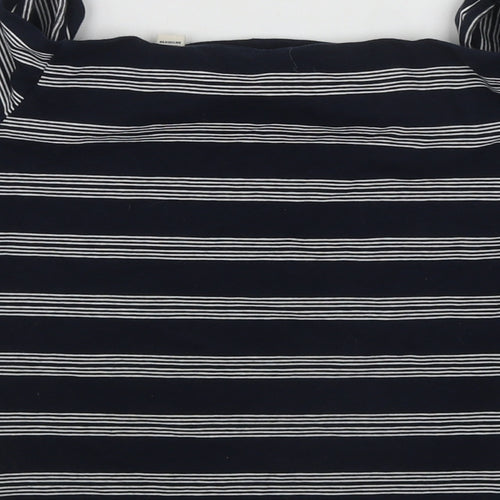 Jack Wills Womens Blue Striped Cotton Basic Blouse Size 10 Scoop Neck