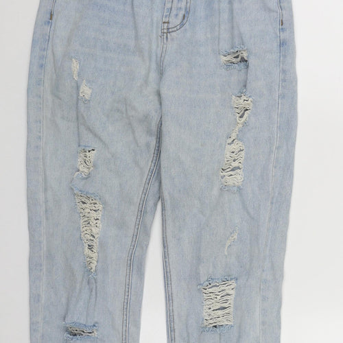 Pomelo Womens Blue  Cotton Straight Jeans Size 8 L25 in Regular Zip