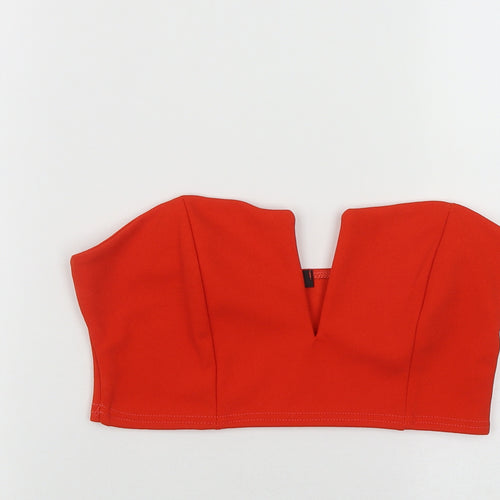 Misspap Womens Orange  Polyester Cropped Blouse Size 10 V-Neck - Tube Top