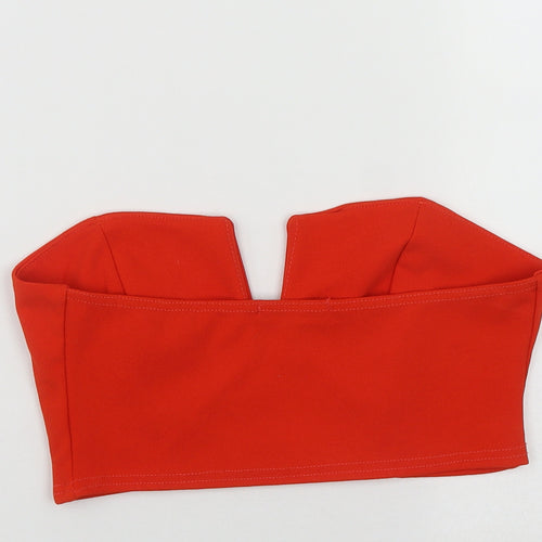 Misspap Womens Orange  Polyester Cropped Blouse Size 10 V-Neck - Tube Top