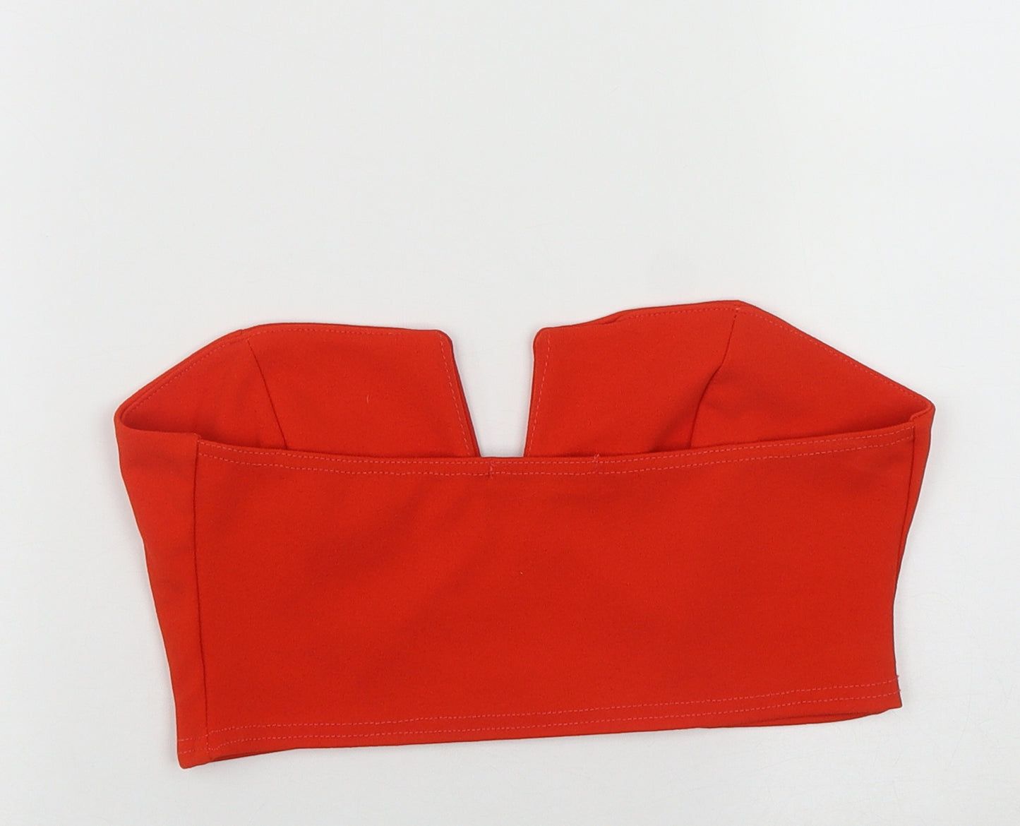 Misspap Womens Orange  Polyester Cropped Blouse Size 10 V-Neck - Tube Top