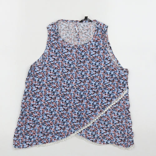 Candy Couture Womens Multicoloured Floral Viscose Basic Tank Size 12 Round Neck