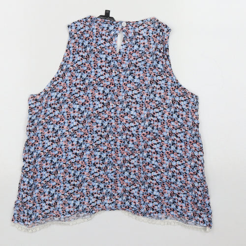 Candy Couture Womens Multicoloured Floral Viscose Basic Tank Size 12 Round Neck