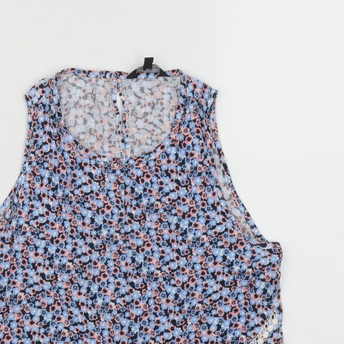 Candy Couture Womens Multicoloured Floral Viscose Basic Tank Size 12 Round Neck