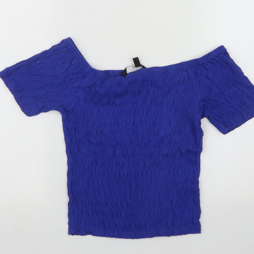 New Look Girls Blue  Cotton Cropped Casual Size 14-15 Years Scoop Neck