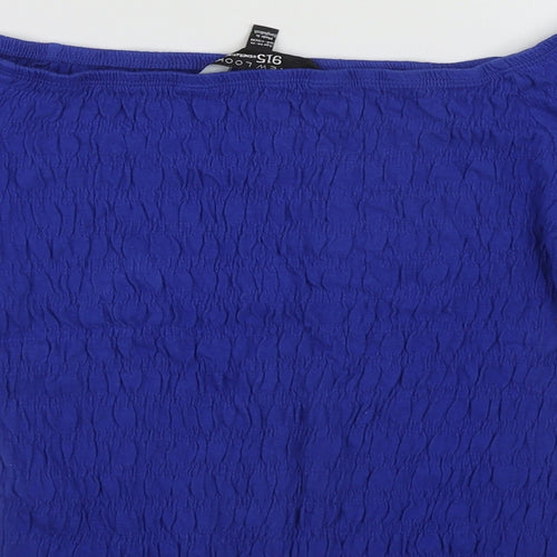 New Look Girls Blue  Cotton Cropped Casual Size 14-15 Years Scoop Neck
