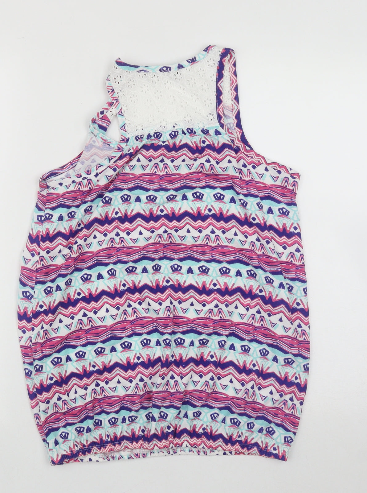 Dunnes Womens Multicoloured Geometric Polyester Basic Tank Size 12 Round Neck