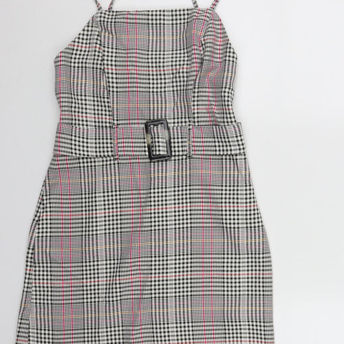Primark Womens Multicoloured Plaid Viscose A-Line  Size 10  Square Neck Zip