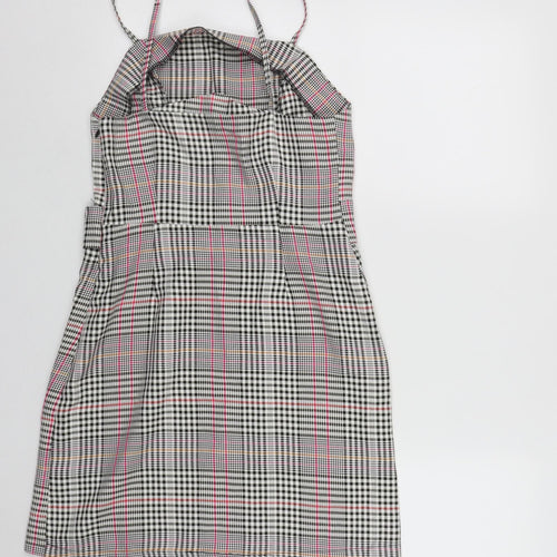 Primark Womens Multicoloured Plaid Viscose A-Line  Size 10  Square Neck Zip