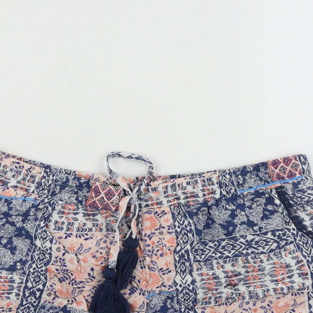 Primark Womens Multicoloured Geometric Viscose Hot Pants Shorts Size 8  Regular Drawstring