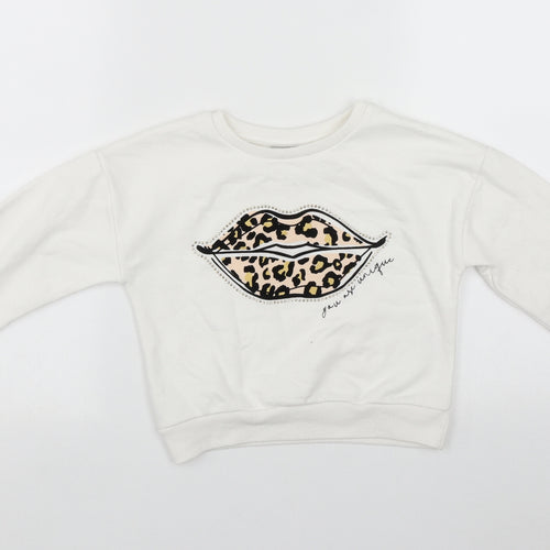 Matalan Girls White  Polyester Pullover Sweatshirt Size 8 Years