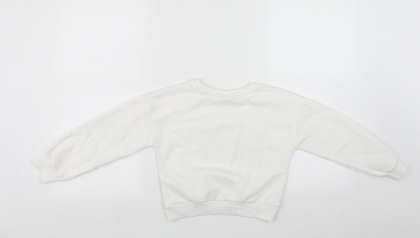 Matalan Girls White  Polyester Pullover Sweatshirt Size 8 Years