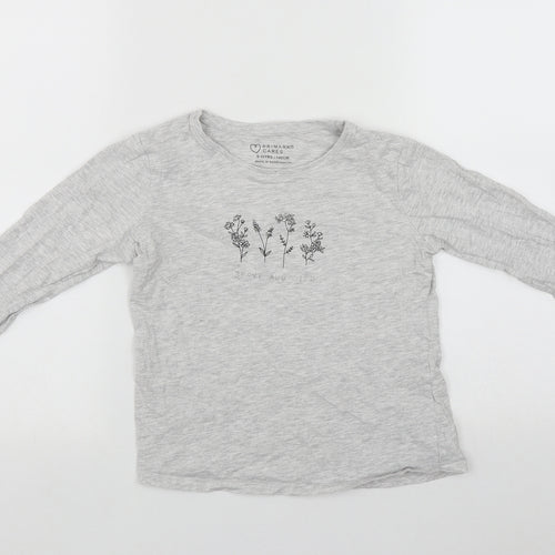 Primark Girls Grey  Cotton Basic Casual Size 9-10 Years Round Neck