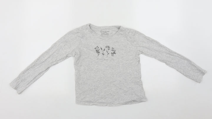 Primark Girls Grey  Cotton Basic Casual Size 9-10 Years Round Neck