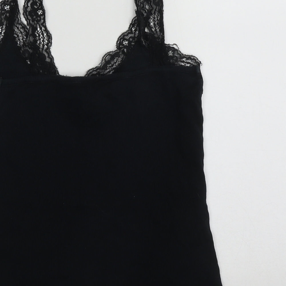 F&F Womens Black  Cotton Basic Tank Size 10 Round Neck