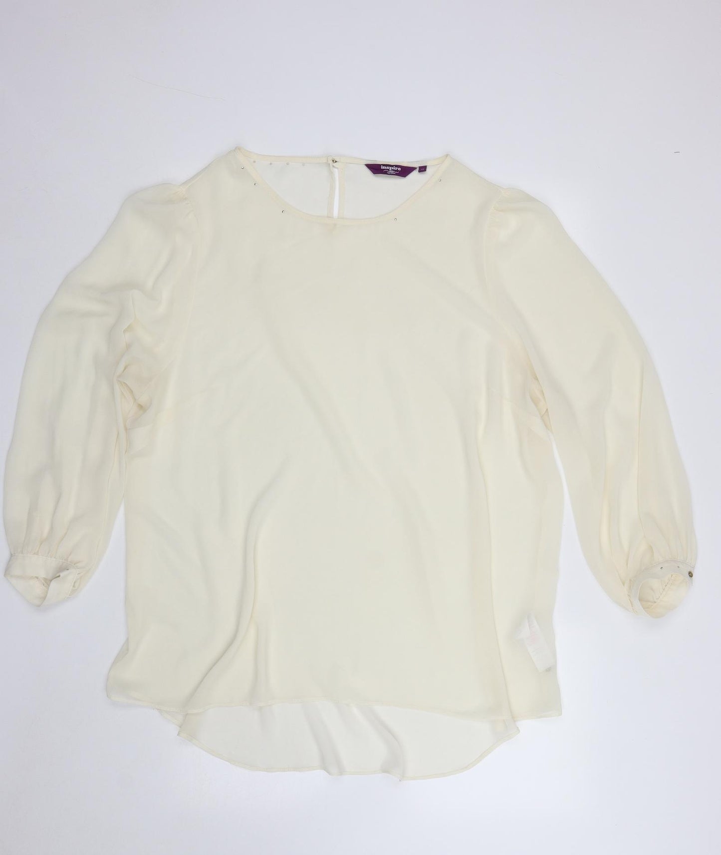 New Look Womens Ivory  Polyester Basic Blouse Size 24 Scoop Neck