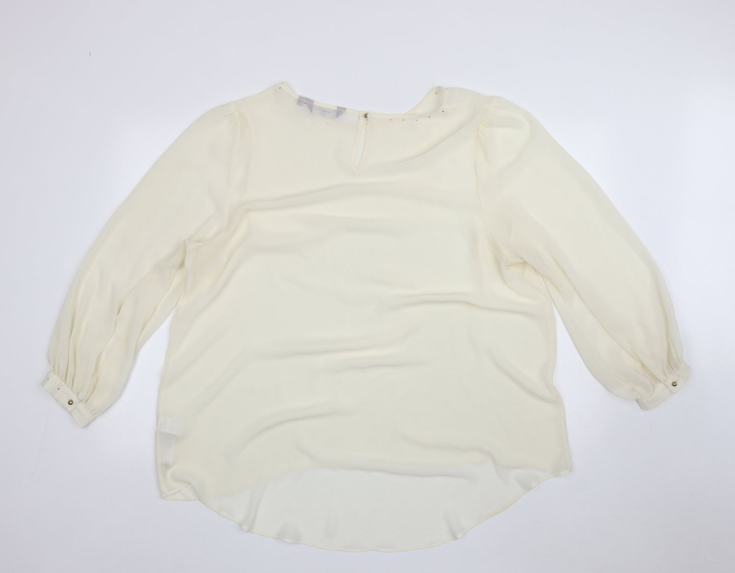 New Look Womens Ivory  Polyester Basic Blouse Size 24 Scoop Neck