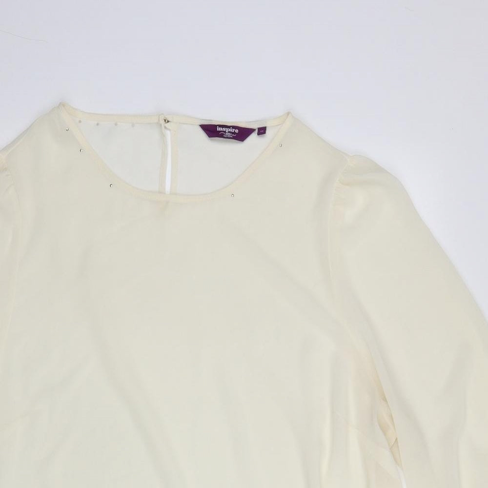 New Look Womens Ivory  Polyester Basic Blouse Size 24 Scoop Neck
