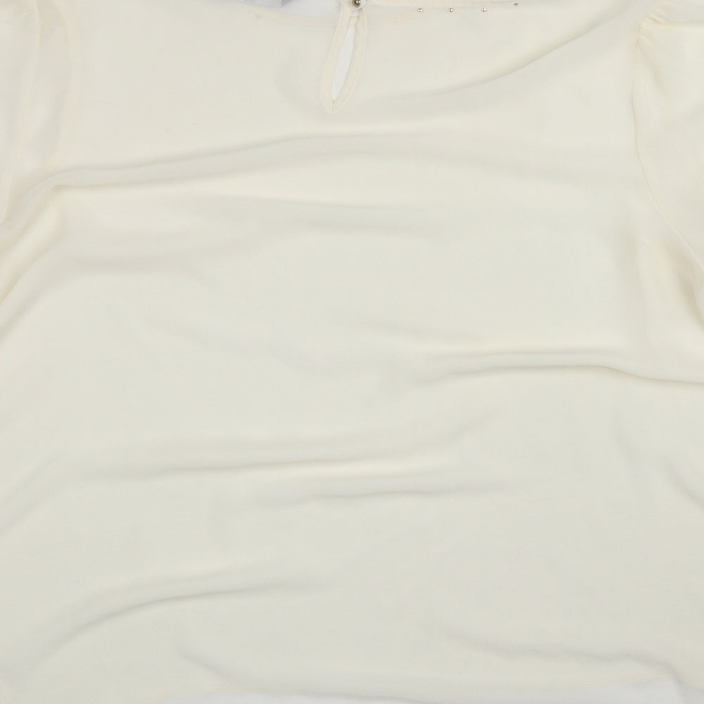 New Look Womens Ivory  Polyester Basic Blouse Size 24 Scoop Neck