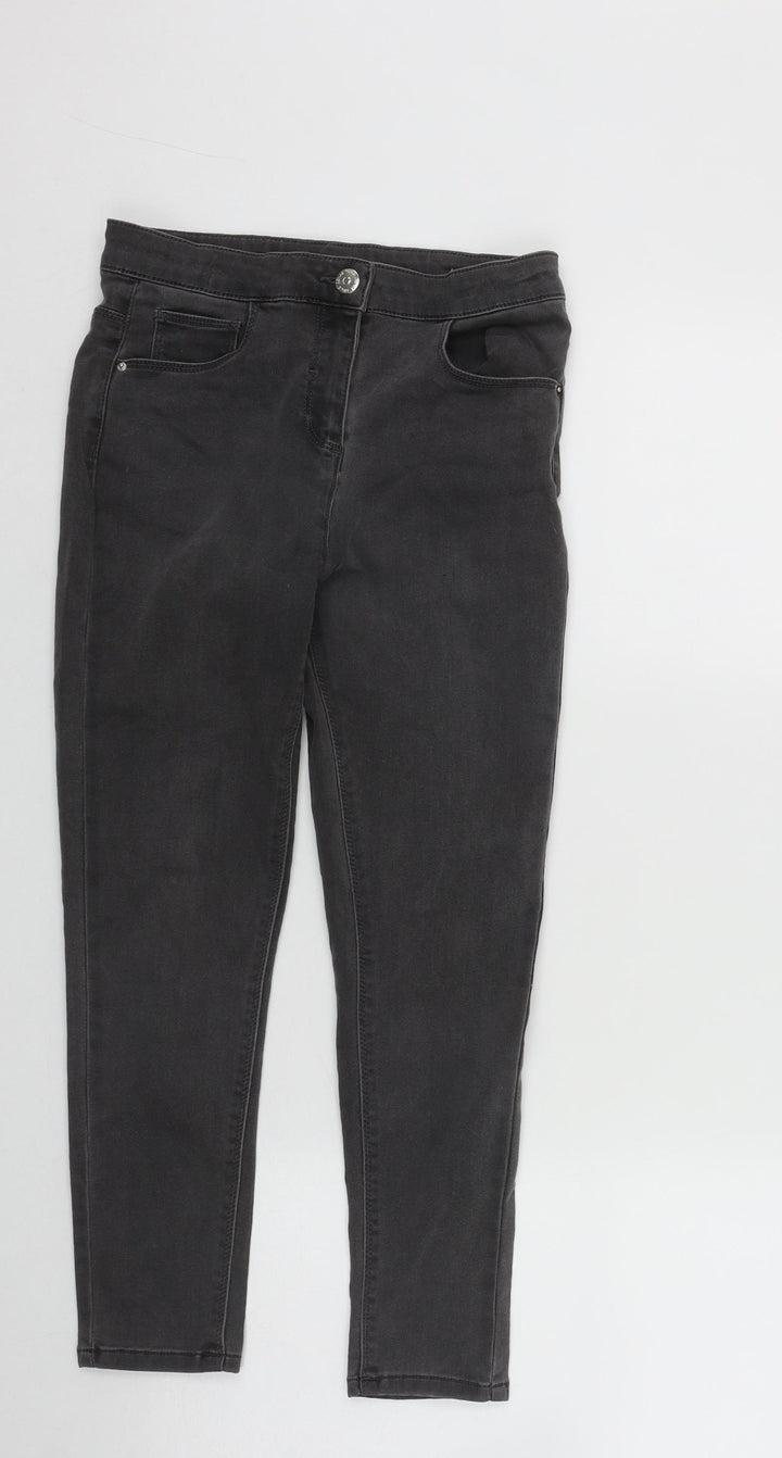 Matalan Girls Grey  Cotton Skinny Jeans Size 10 Years L20 in Regular Zip