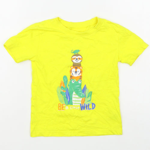 Dunnes Stores Boys Yellow  100% Cotton Basic T-Shirt Size 3-4 Years Round Neck Pullover