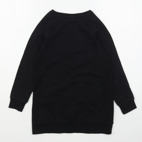 F&F Girls Black  Cotton Pullover Sweatshirt Size 7-8 Years  Pullover