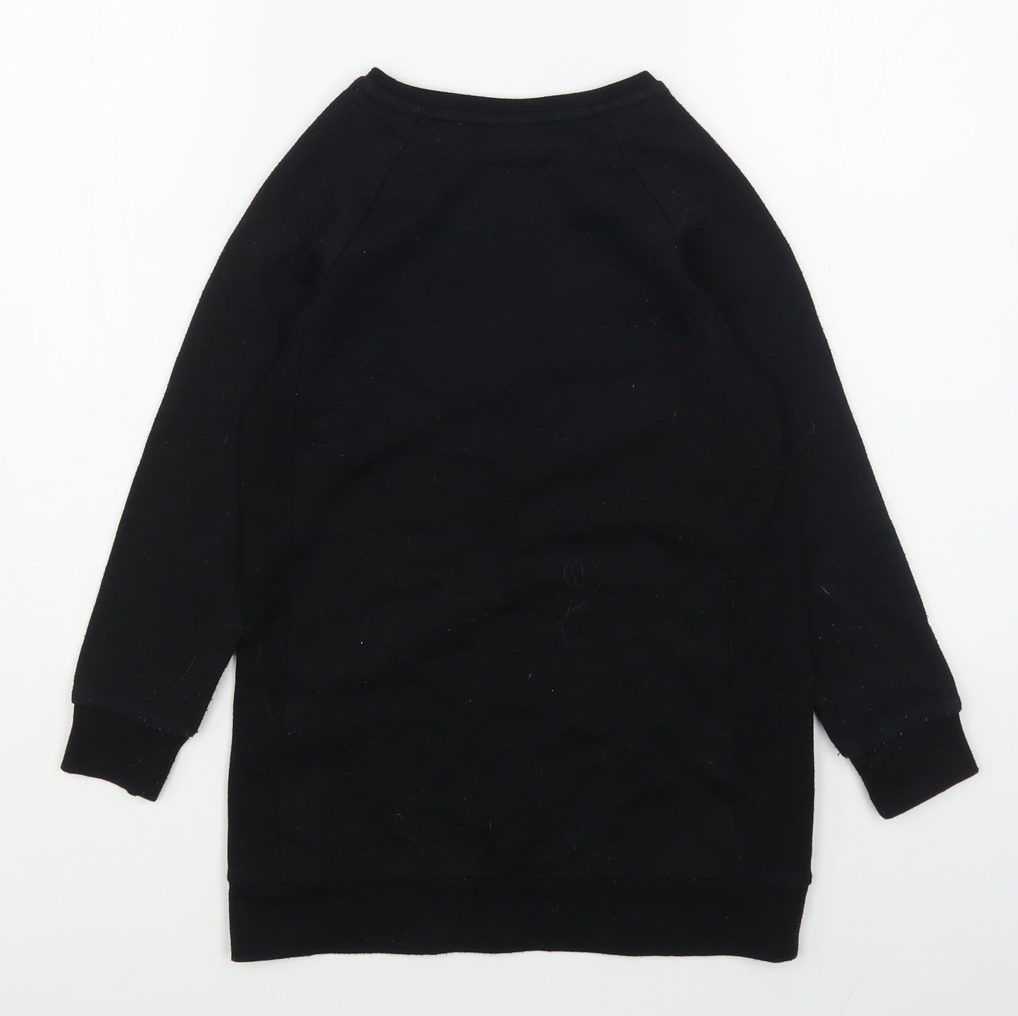 F&F Girls Black  Cotton Pullover Sweatshirt Size 7-8 Years  Pullover