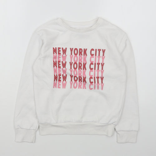Primark Girls White  Cotton Pullover Sweatshirt Size 9-10 Years  Pullover