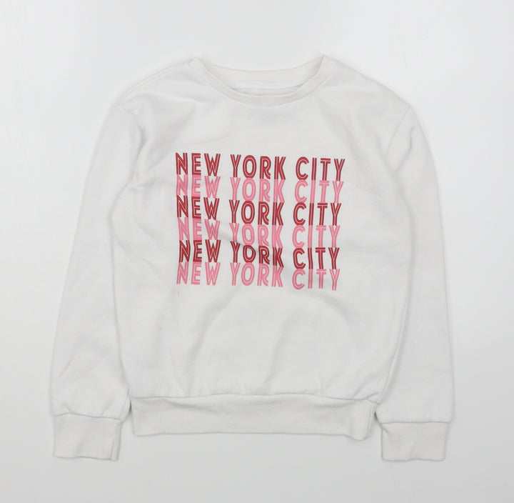 Primark Girls White Cotton Pullover Sweatshirt Size 9-10 Years Pullover