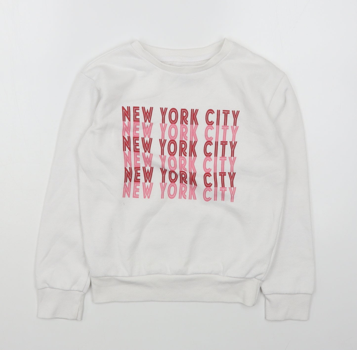 Primark Girls White  Cotton Pullover Sweatshirt Size 9-10 Years  Pullover