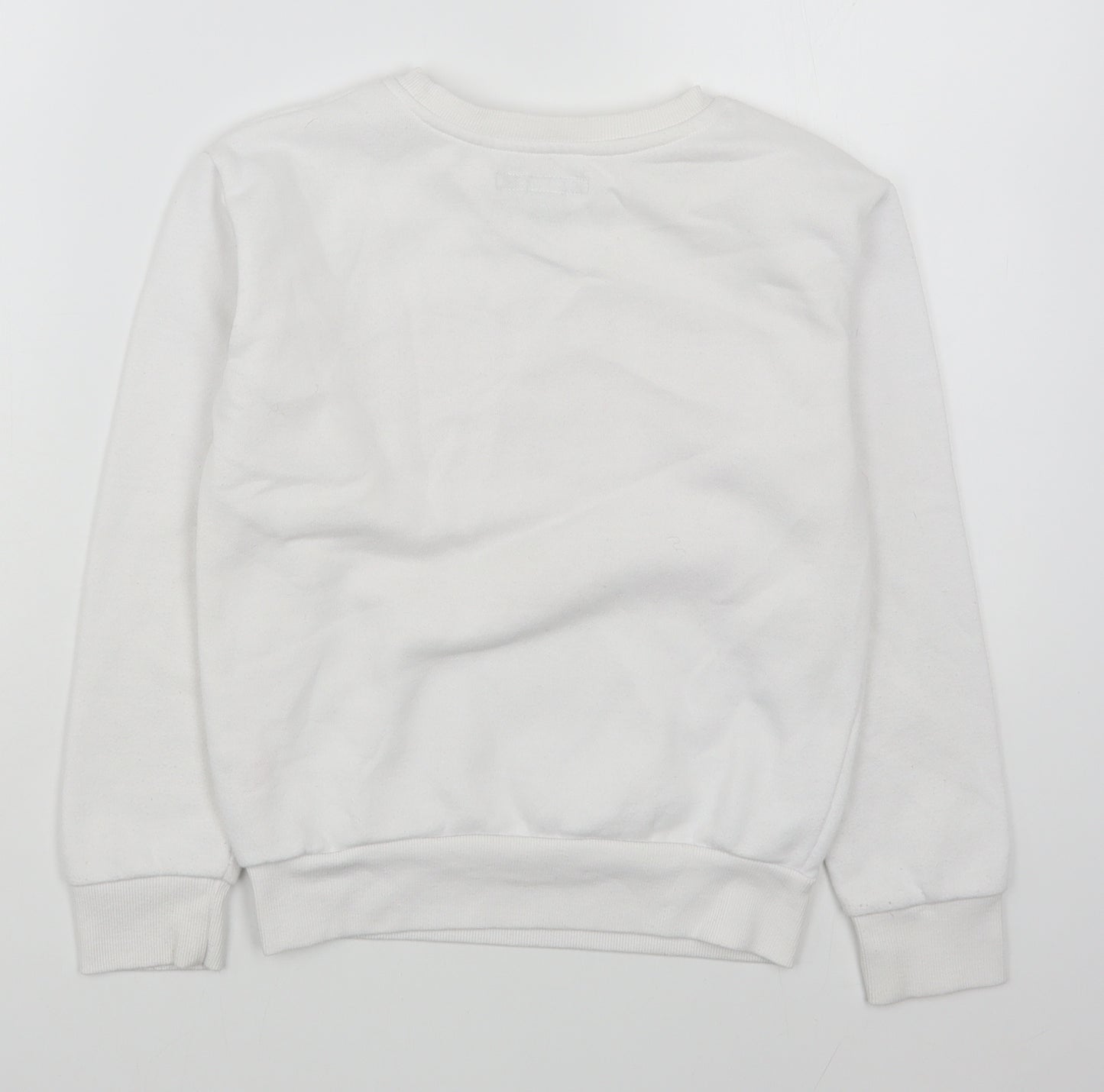 Primark Girls White  Cotton Pullover Sweatshirt Size 9-10 Years  Pullover