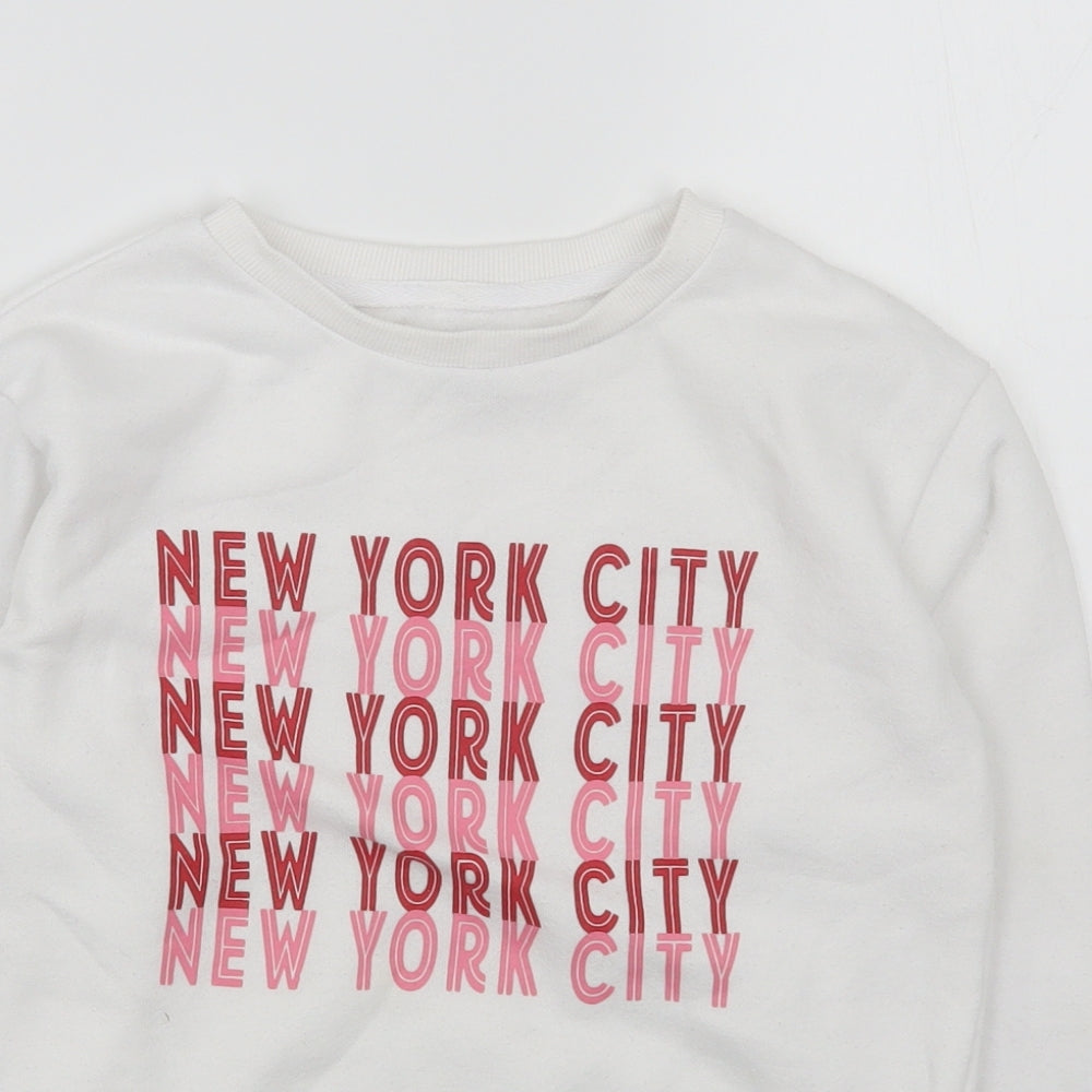 Primark Girls White  Cotton Pullover Sweatshirt Size 9-10 Years  Pullover