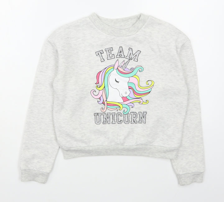 Primark Girls Grey Polyester Pullover Sweatshirt Size 10-11 Years Pullover