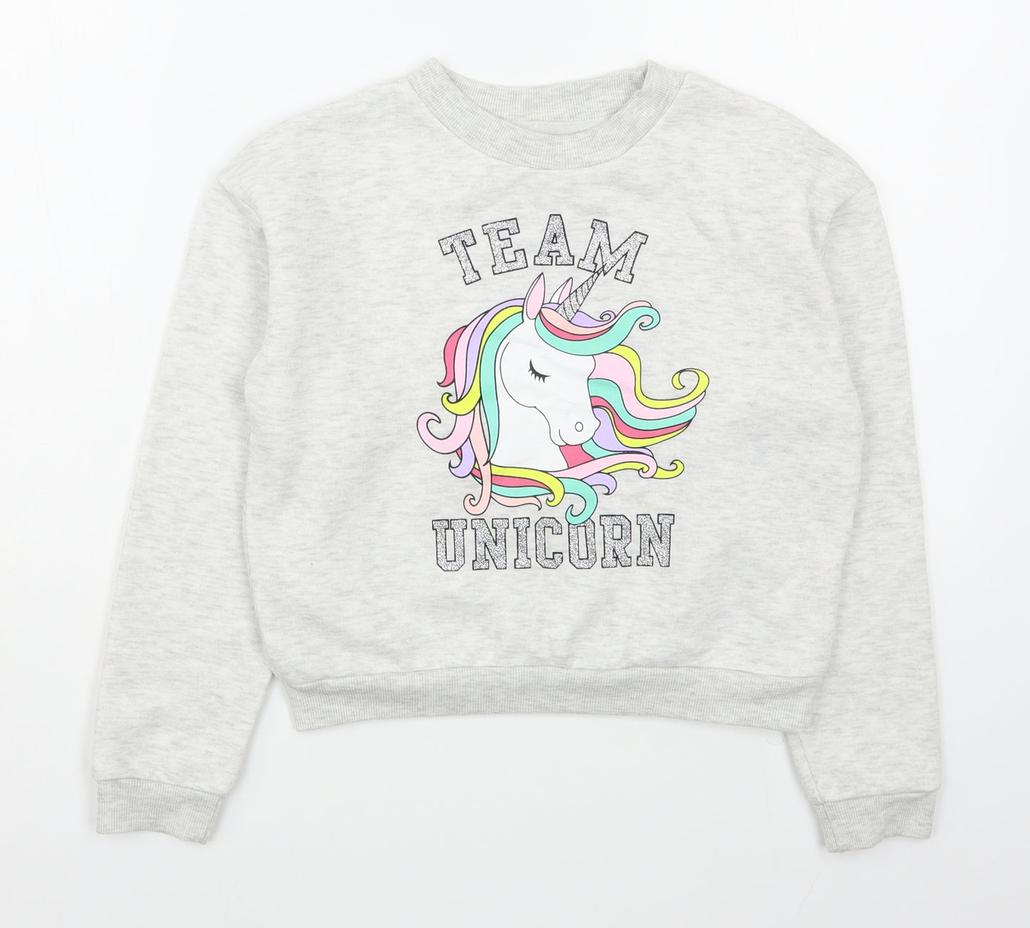 Primark Girls Grey  Polyester Pullover Sweatshirt Size 10-11 Years  Pullover