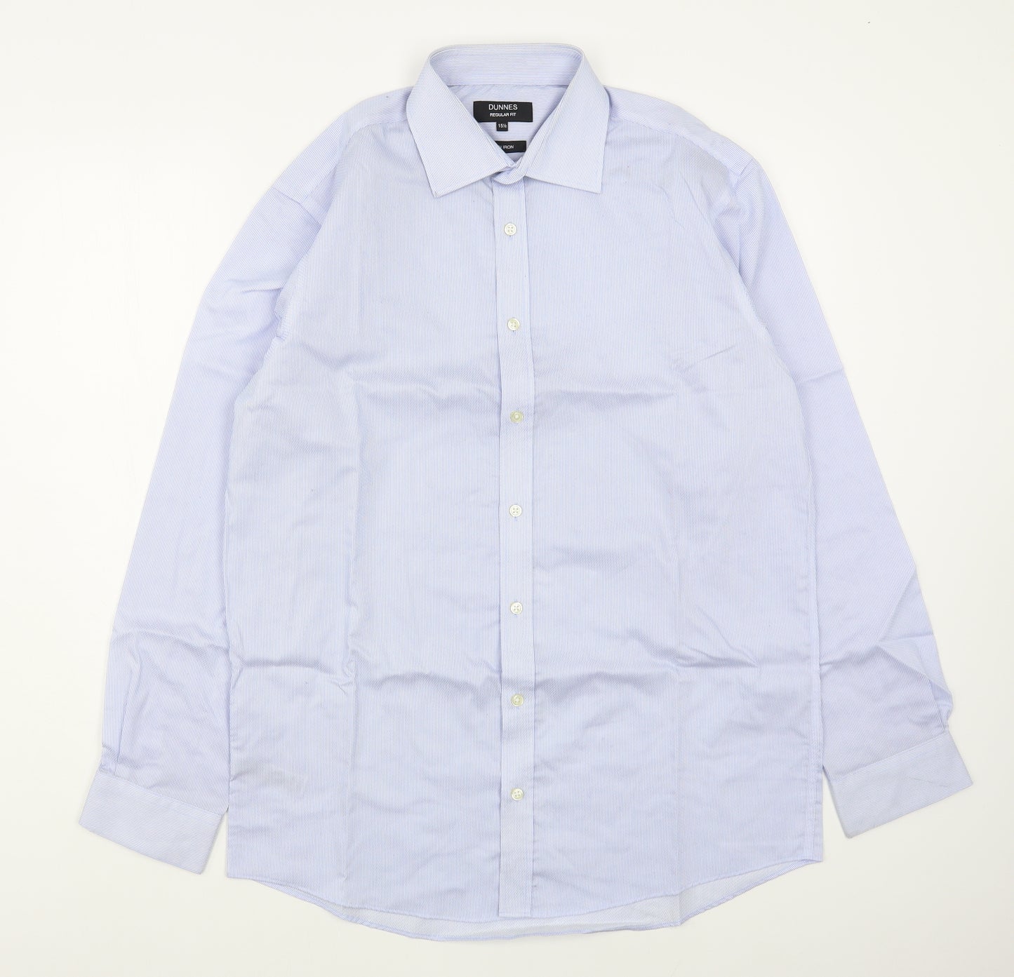 Dunnes Stores Mens Blue Striped Cotton  Dress Shirt Size 15.5 Collared Button