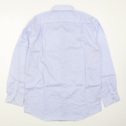 Dunnes Stores Mens Blue Striped Cotton  Dress Shirt Size 15.5 Collared Button