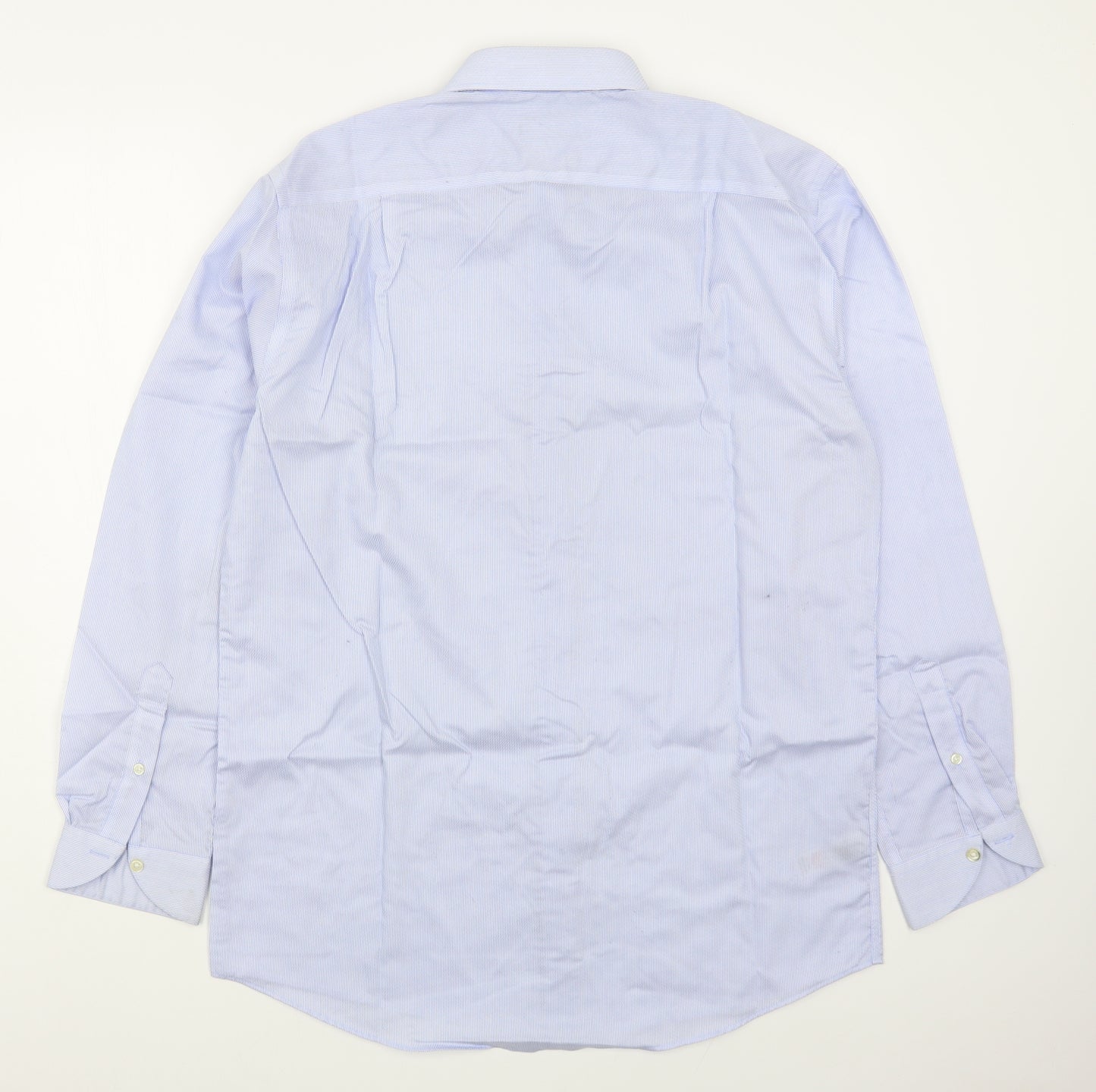 Dunnes Stores Mens Blue Striped Cotton  Dress Shirt Size 15.5 Collared Button