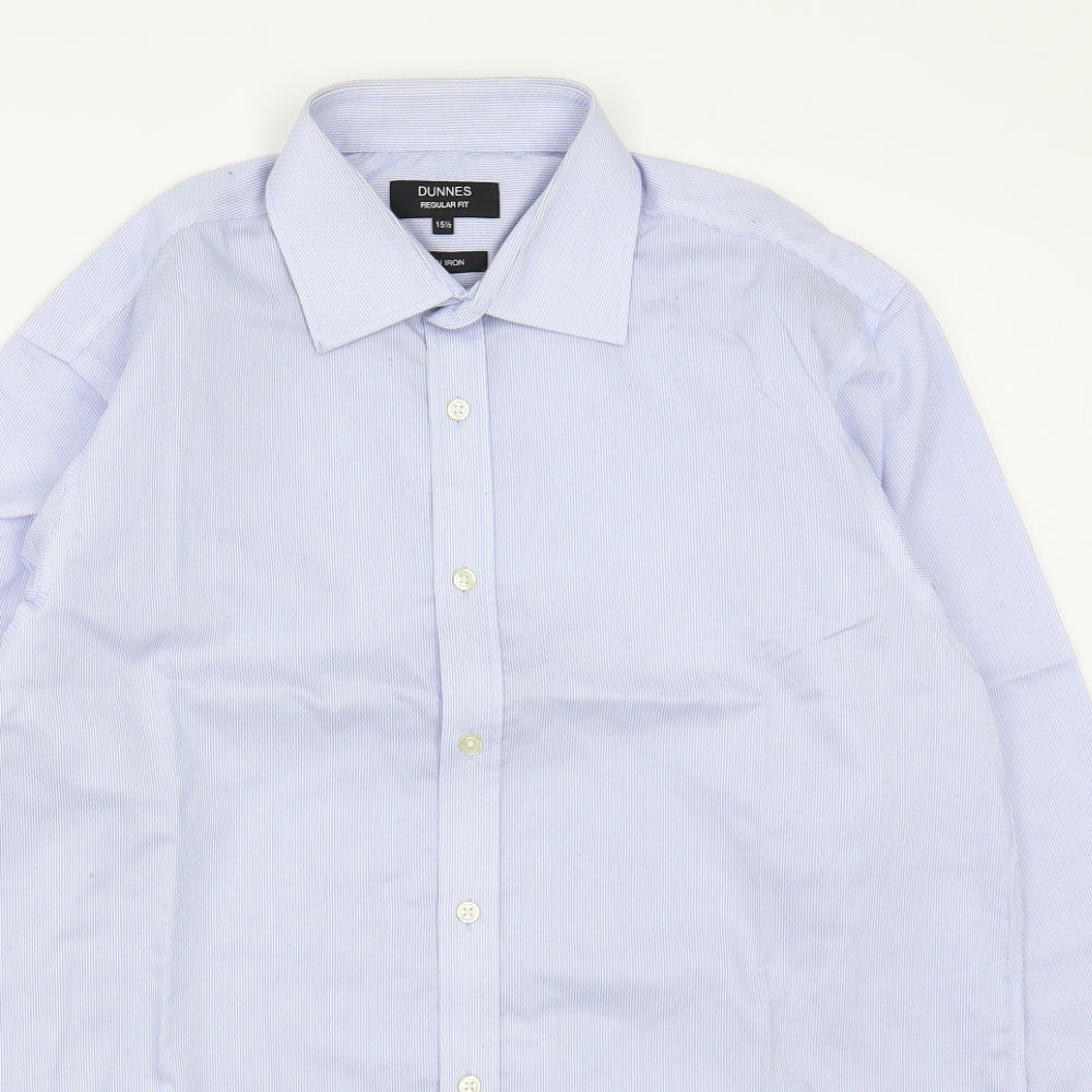 Dunnes Stores Mens Blue Striped Cotton  Dress Shirt Size 15.5 Collared Button