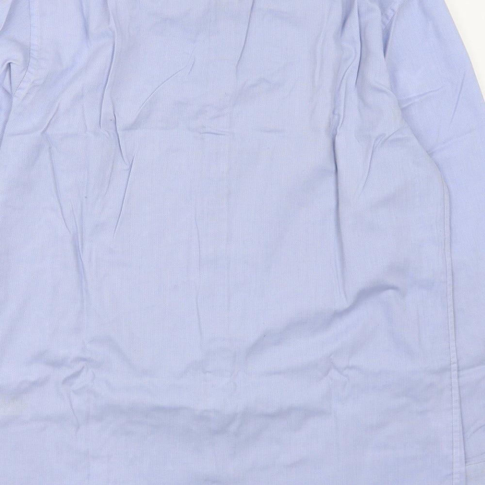 Marks and Spencer Mens Blue  Cotton  Dress Shirt Size 15.5 Collared Button