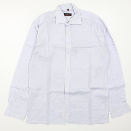 Eterna Mens Blue  Cotton  Dress Shirt Size 15.5 Collared Button