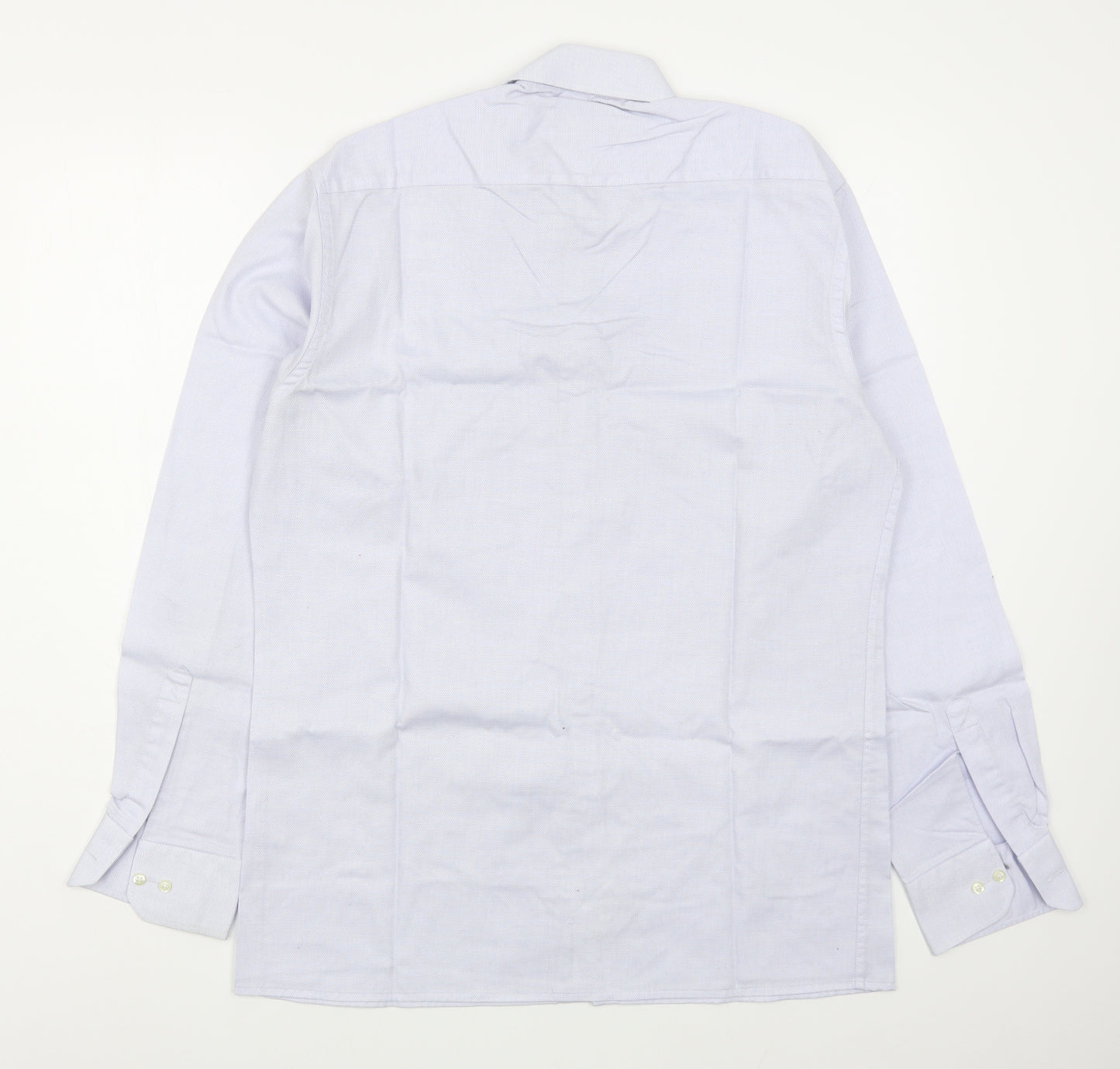 Eterna Mens Blue  Cotton  Dress Shirt Size 15.5 Collared Button