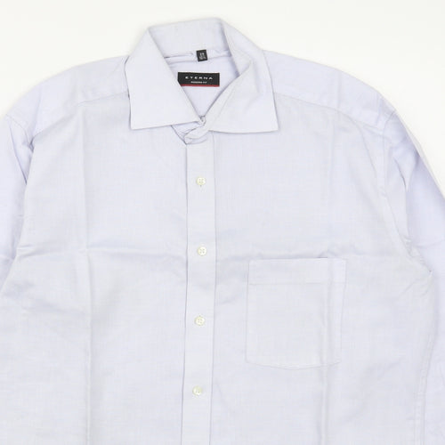 Eterna Mens Blue  Cotton  Dress Shirt Size 15.5 Collared Button
