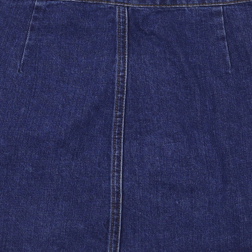 Topshop Womens Blue  Cotton A-Line Skirt Size 26 in   Button