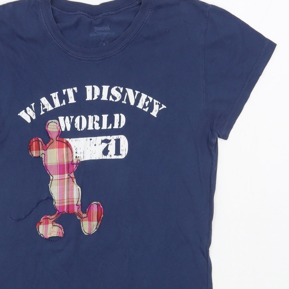 Disney Land Womens Blue  Cotton Basic T-Shirt Size M Round Neck